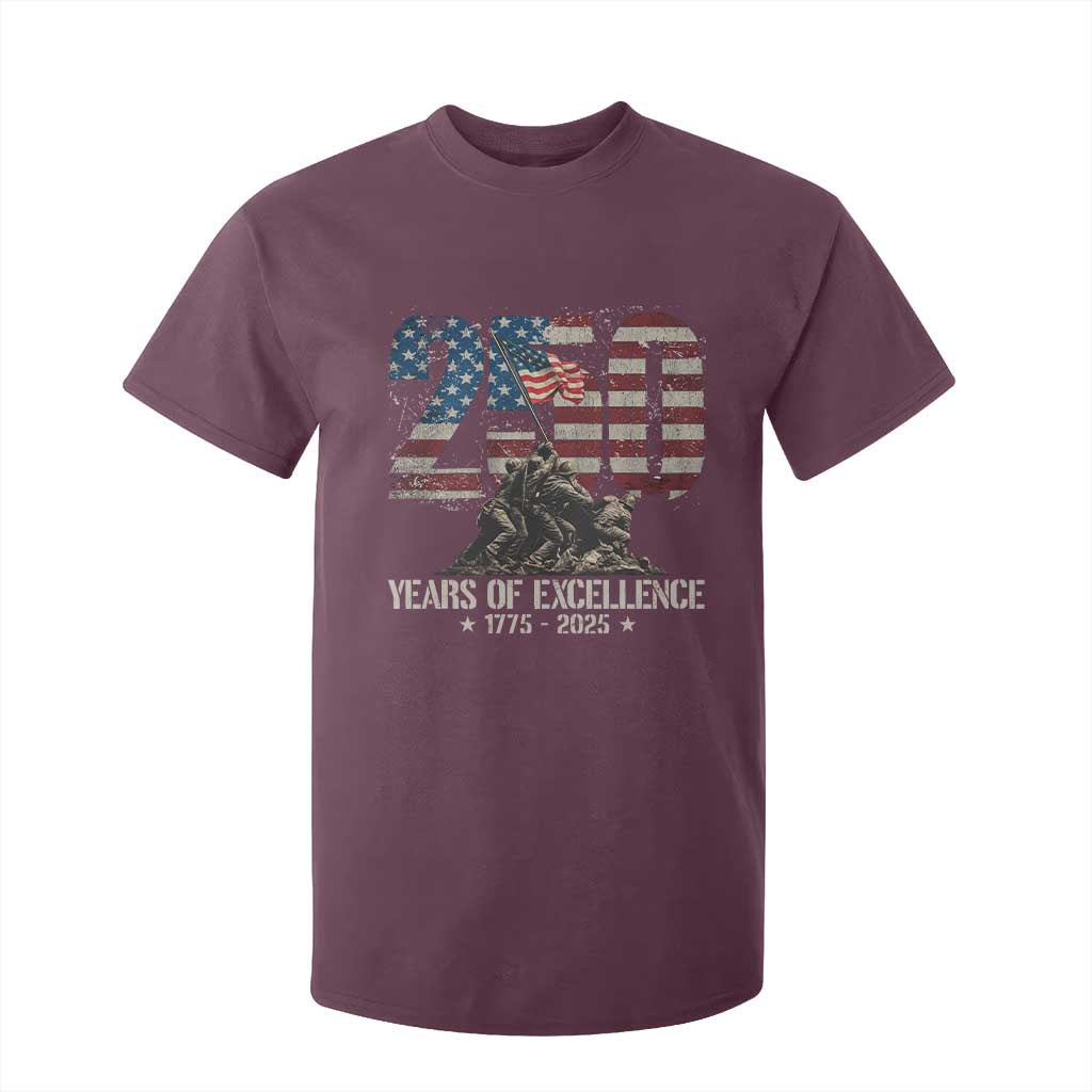 250 Years Of Excellence T Shirt For Kid 250th US Military Birthday Iwo Jima TS11 Maroon Print Your Wear