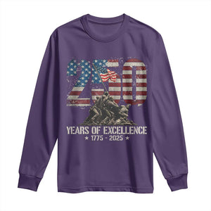 250 Years Of Excellence Long Sleeve Shirt 250th US Military Birthday Iwo Jima TS11 Purple Print Your Wear