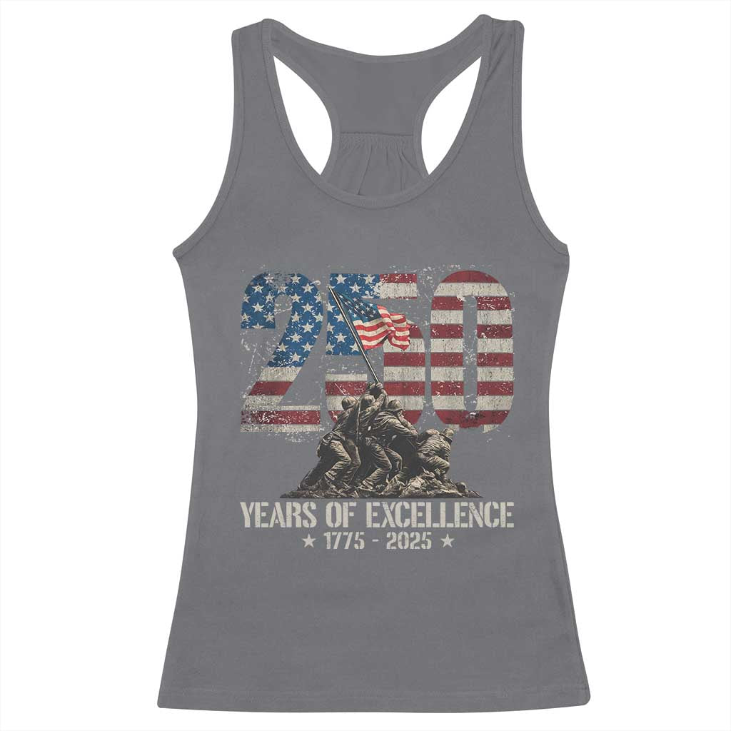250 Years Of Excellence Racerback Tank Top 250th US Military Birthday Iwo Jima TS11 Charcoal Print Your Wear
