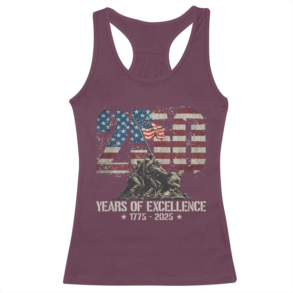 250 Years Of Excellence Racerback Tank Top 250th US Military Birthday Iwo Jima TS11 Maroon Print Your Wear