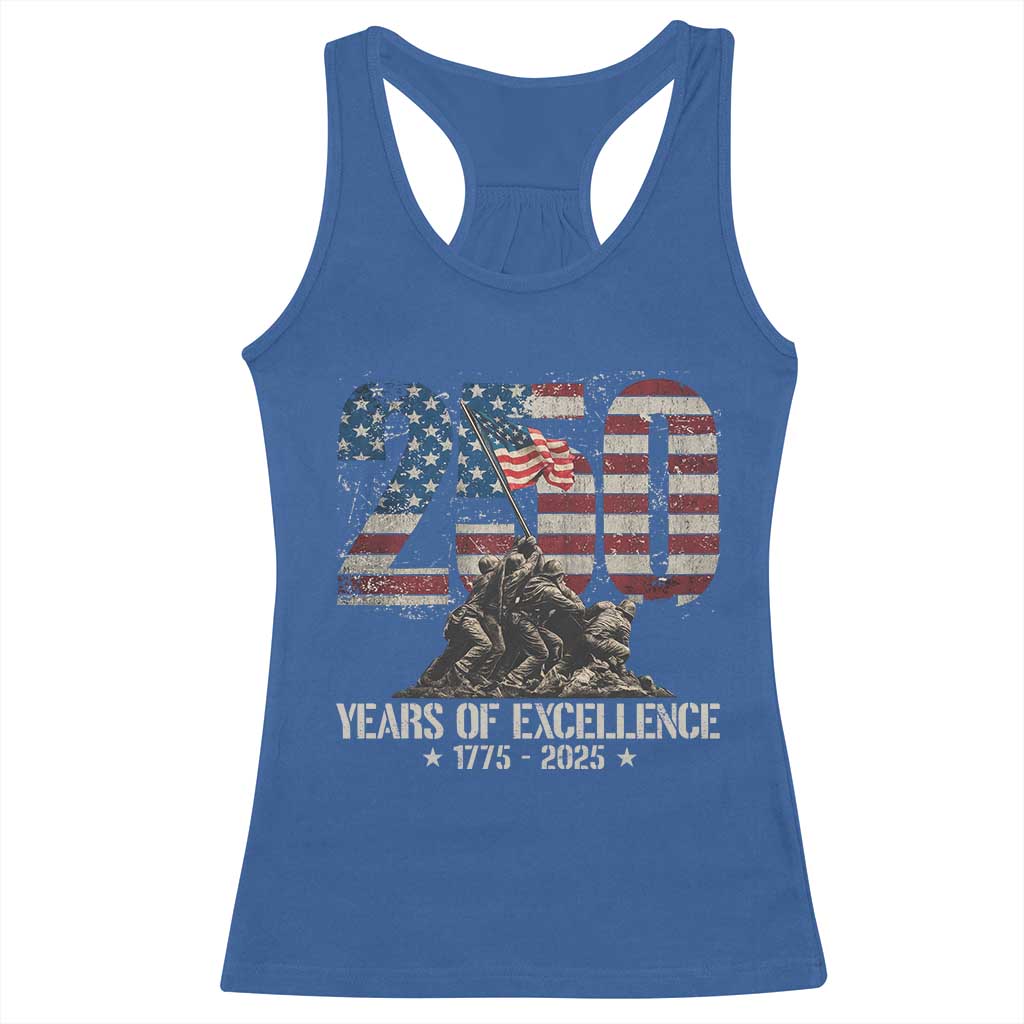 250 Years Of Excellence Racerback Tank Top 250th US Military Birthday Iwo Jima TS11 Royal Blue Print Your Wear