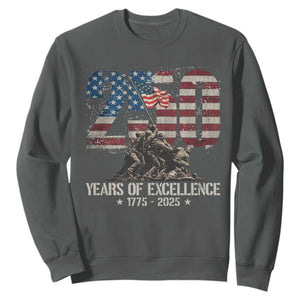 250 Years Of Excellence Sweatshirt 250th US Military Birthday Iwo Jima TS11 Dark Heather Print Your Wear