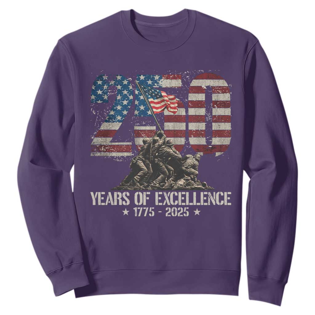 250 Years Of Excellence Sweatshirt 250th US Military Birthday Iwo Jima TS11 Purple Print Your Wear