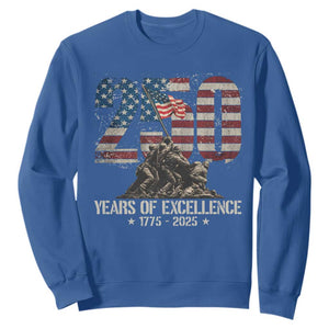 250 Years Of Excellence Sweatshirt 250th US Military Birthday Iwo Jima TS11 Royal Blue Print Your Wear