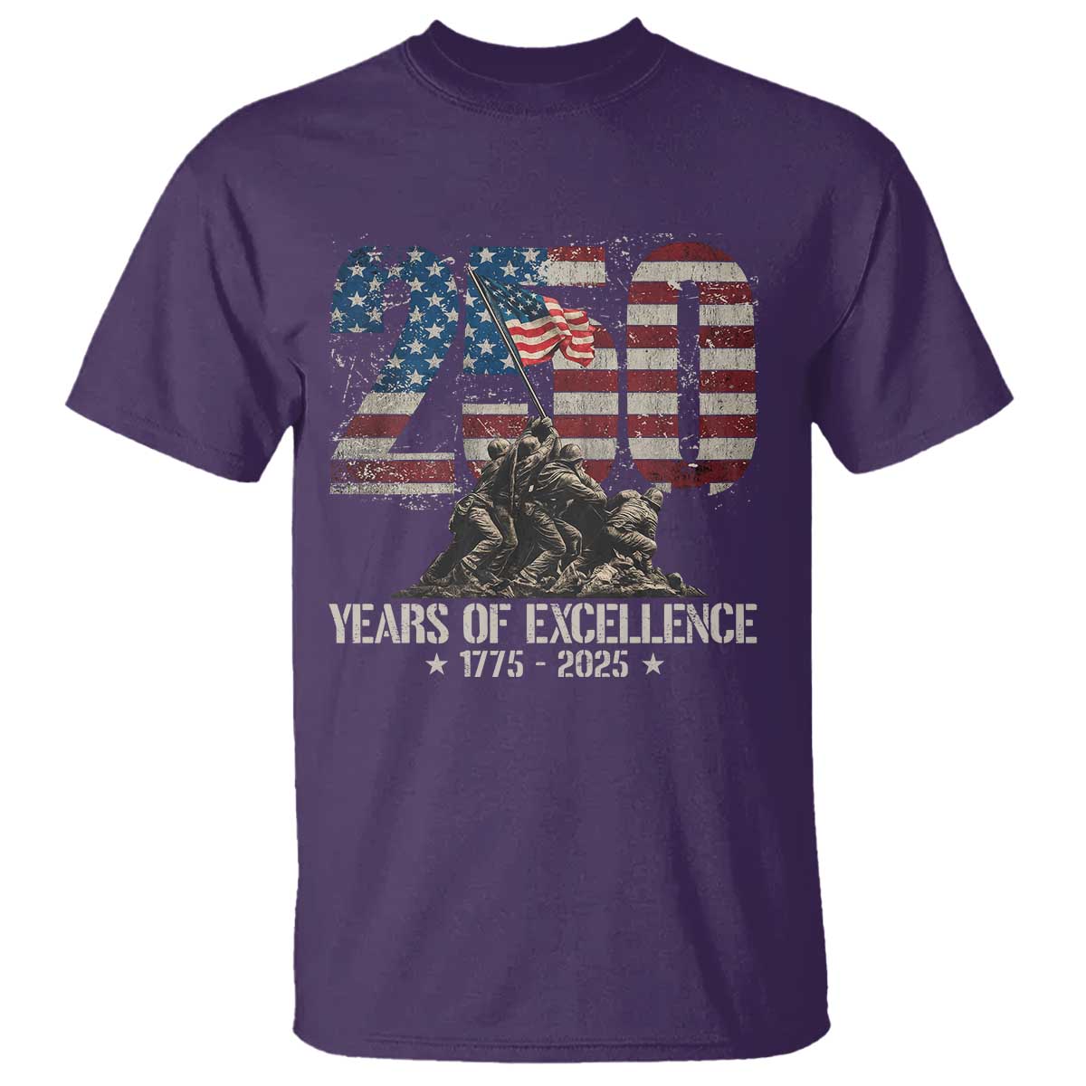 250 Years Of Excellence T Shirt 250th US Military Birthday Iwo Jima TS11 Purple Print Your Wear