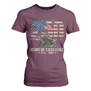 250 Years Of Excellence T Shirt For Women 250th US Military Birthday Iwo Jima TS11 Maroon Print Your Wear