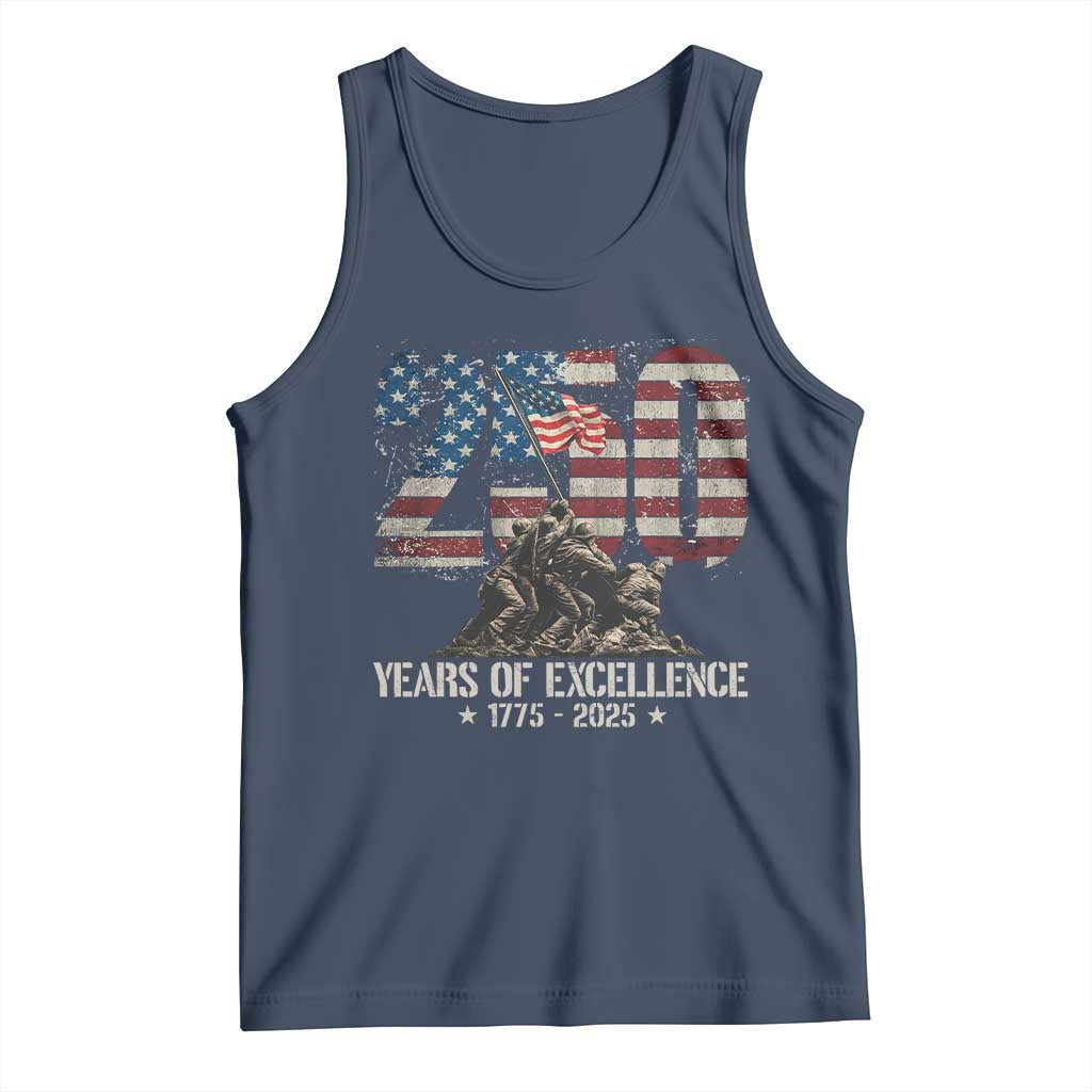 250 Years Of Excellence Tank Top 250th US Military Birthday Iwo Jima TS11 Navy Print Your Wear