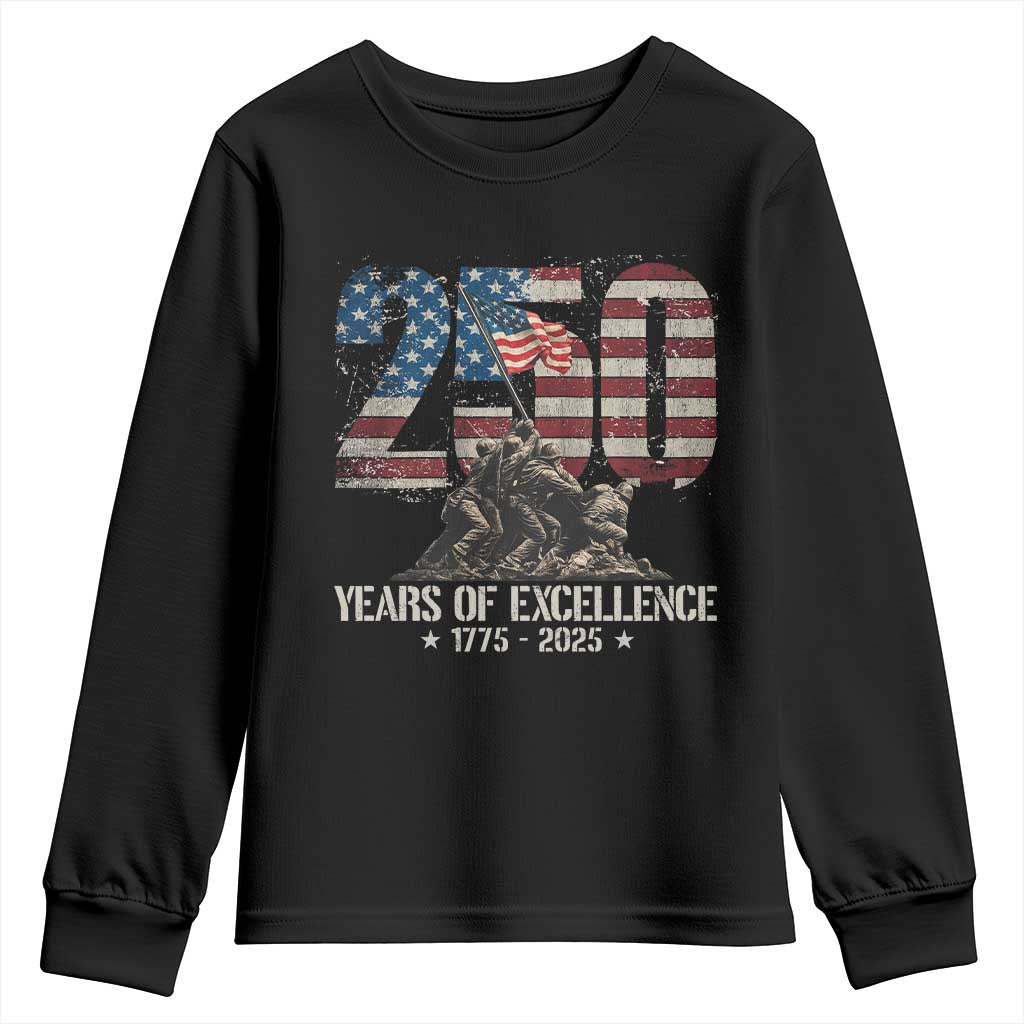 250 Years Of Excellence Youth Sweatshirt 250th US Military Birthday Iwo Jima TS11 Black Print Your Wear