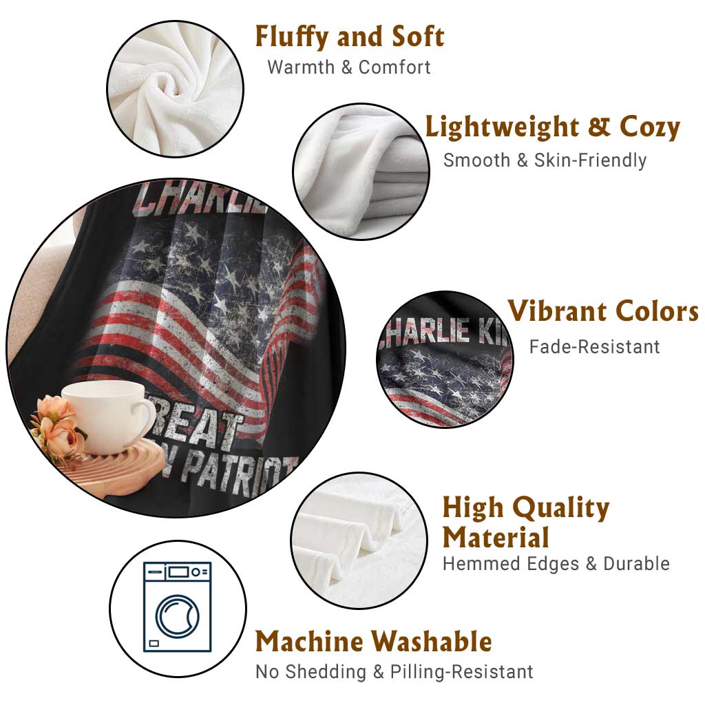 Charlie Kirk Throw Blanket Great American Patriot American Flag TS11 Print Your Wear