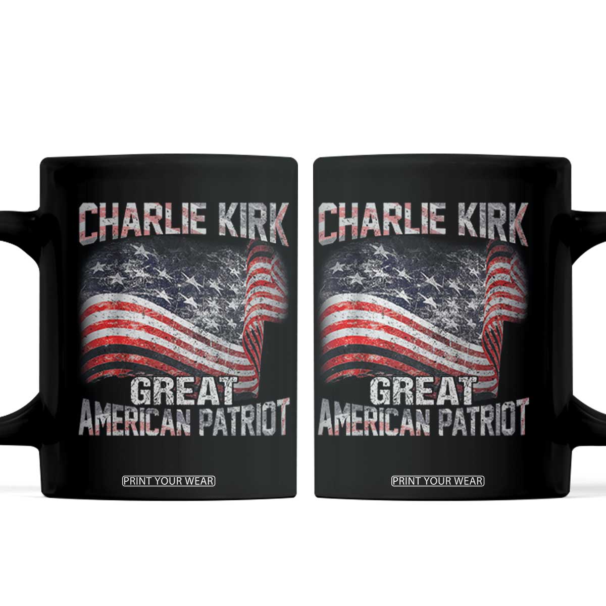 Charlie Kirk Coffee Mug Great American Patriot American Flag TS11 Black Print Your Wear