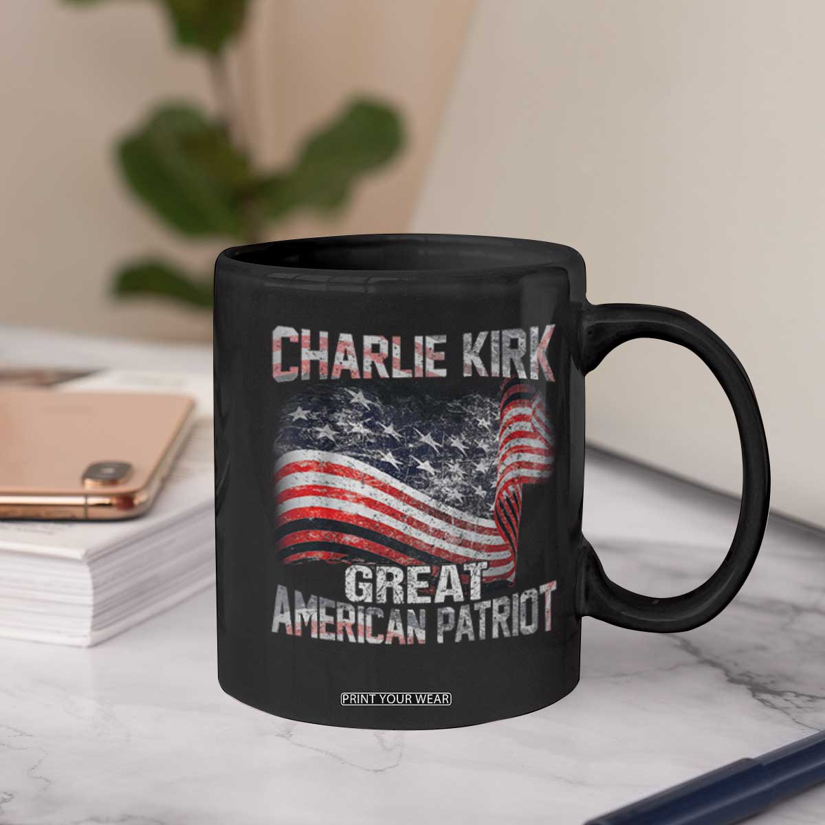 Charlie Kirk Coffee Mug Great American Patriot American Flag TS11 Print Your Wear