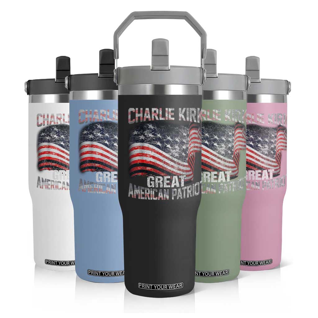Charlie Kirk Flip Straw Tumbler Great American Patriot American Flag TS11 Print Your Wear