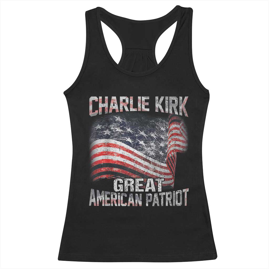 Charlie Kirk Racerback Tank Top Great American Patriot American Flag TS11 Black Print Your Wear