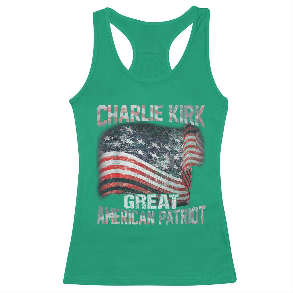 Charlie Kirk Racerback Tank Top Great American Patriot American Flag TS11 Irish Green Print Your Wear