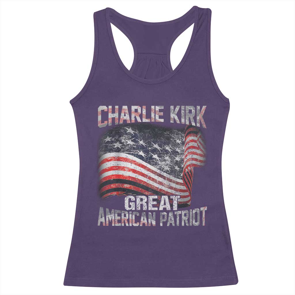 Charlie Kirk Racerback Tank Top Great American Patriot American Flag TS11 Purple Print Your Wear