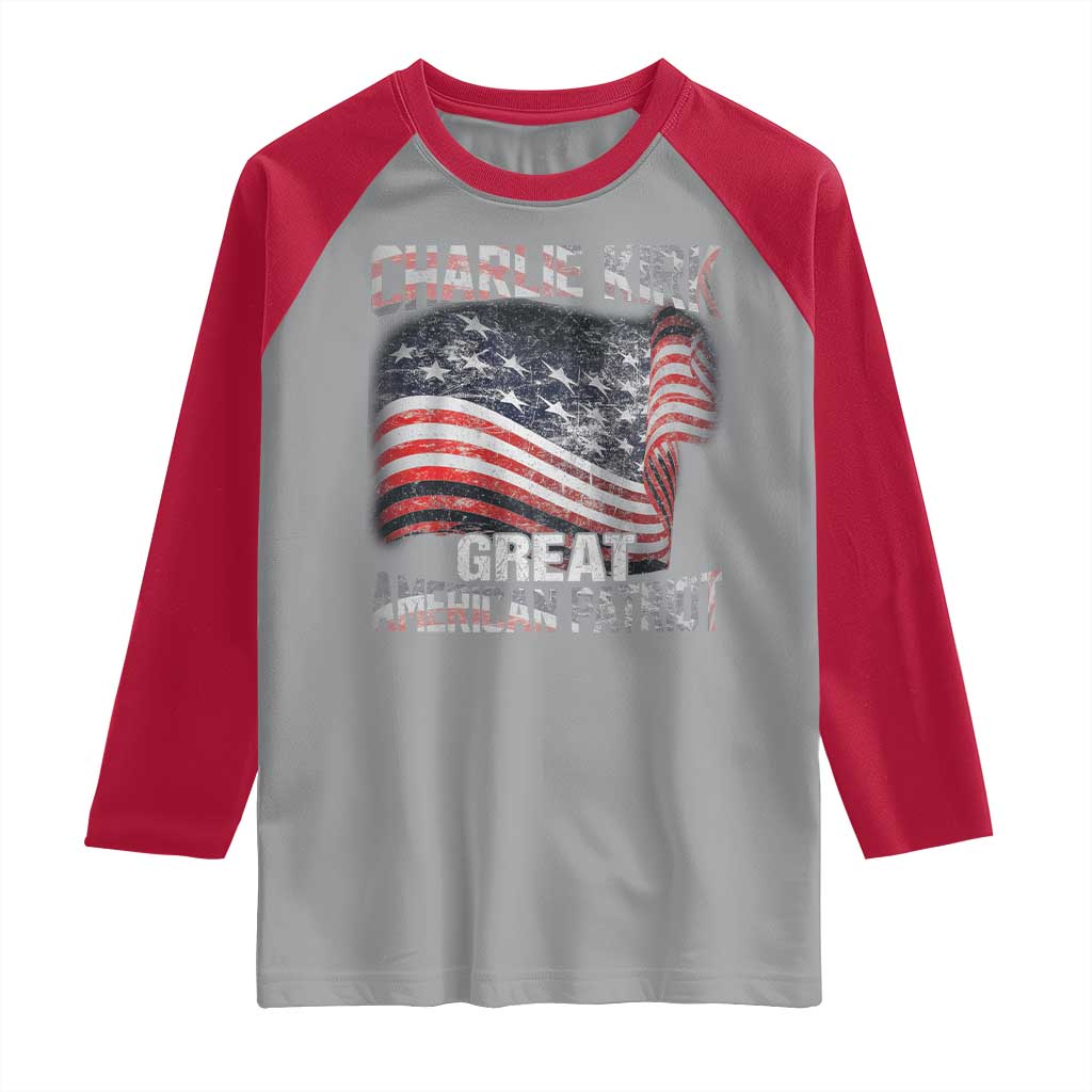 Charlie Kirk Raglan Shirt Great American Patriot American Flag TS11 Sport Gray Red Print Your Wear