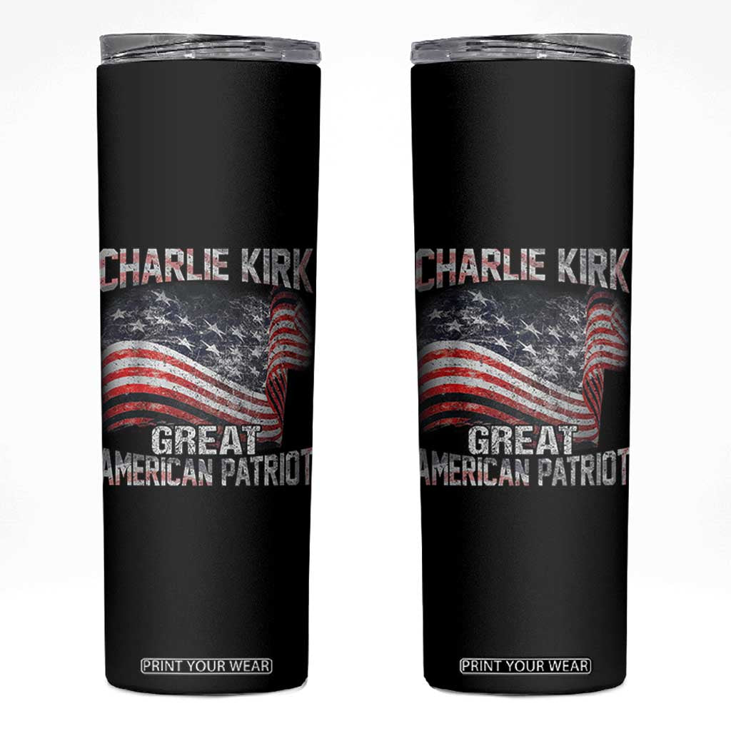 Charlie Kirk Skinny Tumbler Great American Patriot American Flag TS11 Black Print Your Wear