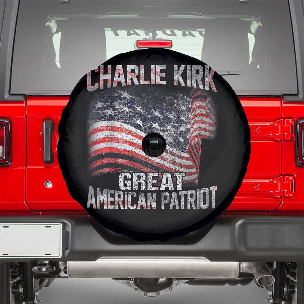 Charlie Kirk Spare Tire Cover Great American Patriot American Flag TS11 Black Print Your Wear