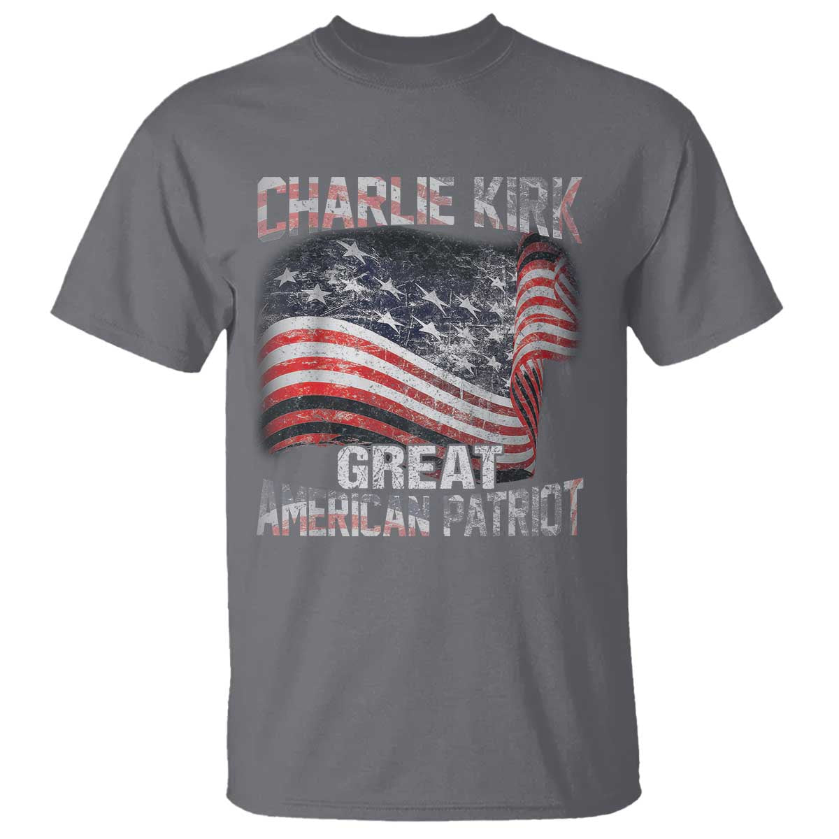 Charlie Kirk T Shirt Great American Patriot American Flag TS11 Charcoal Print Your Wear