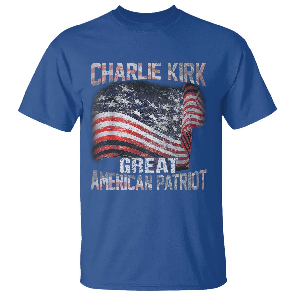 Charlie Kirk T Shirt Great American Patriot American Flag TS11 Royal Blue Print Your Wear