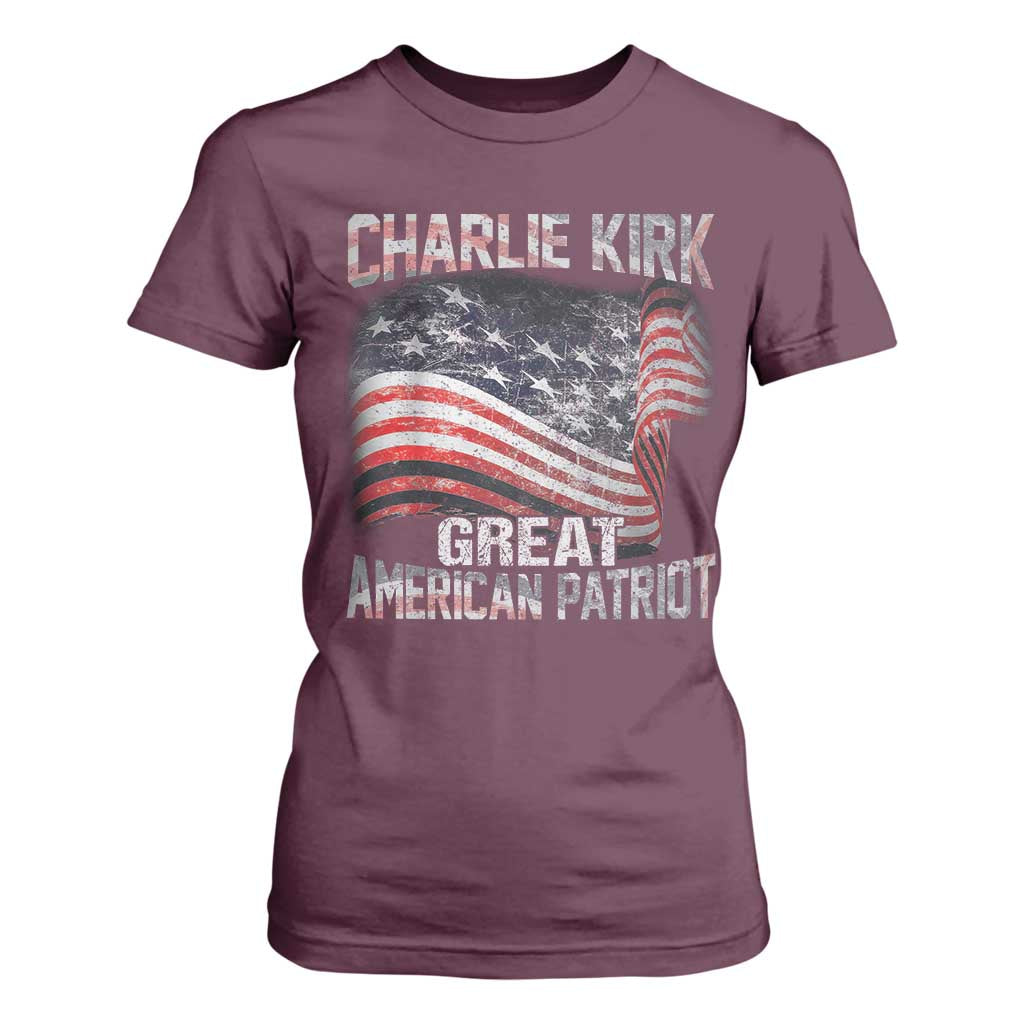 Charlie Kirk T Shirt For Women Great American Patriot American Flag TS11 Maroon Print Your Wear