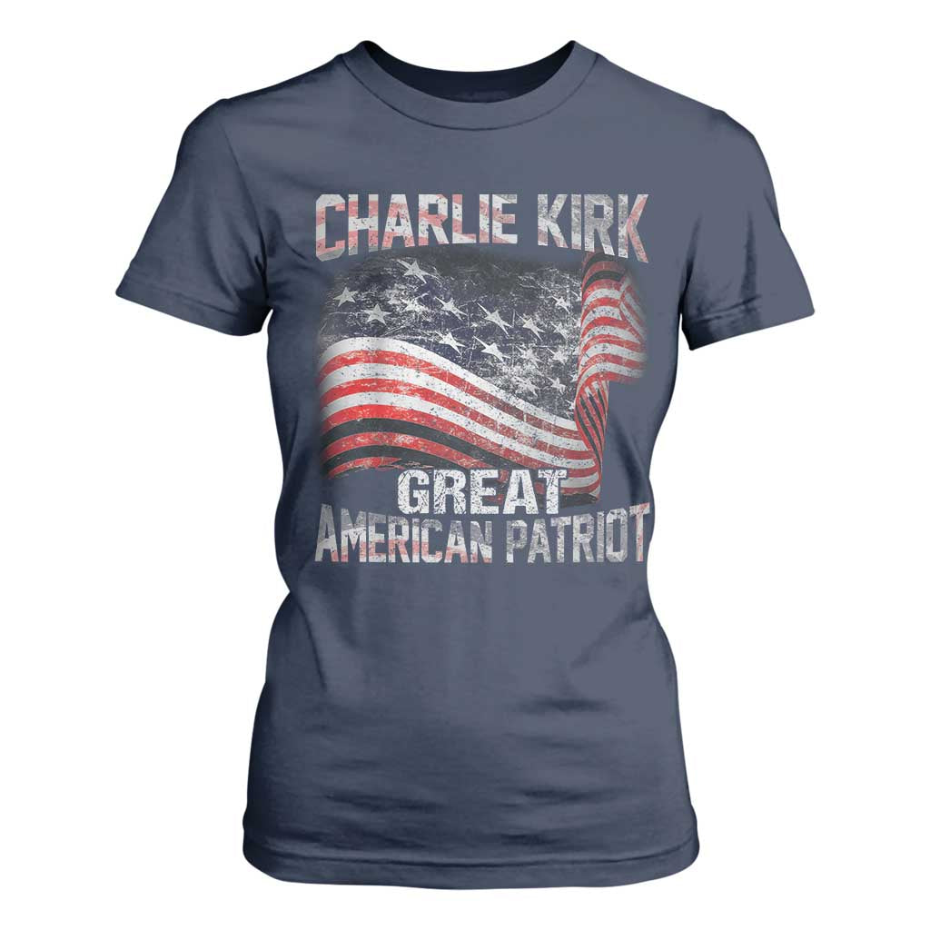 Charlie Kirk T Shirt For Women Great American Patriot American Flag TS11 Navy Print Your Wear