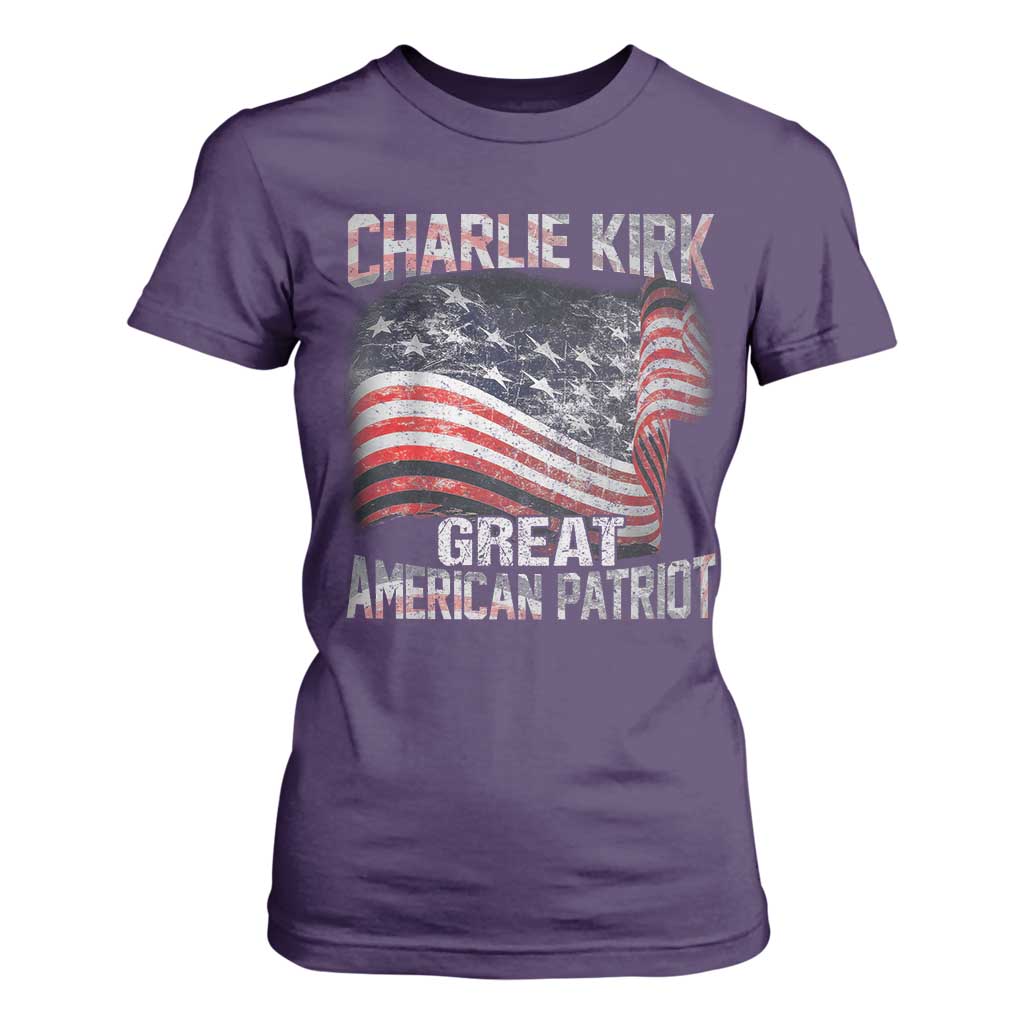 Charlie Kirk T Shirt For Women Great American Patriot American Flag TS11 Purple Print Your Wear