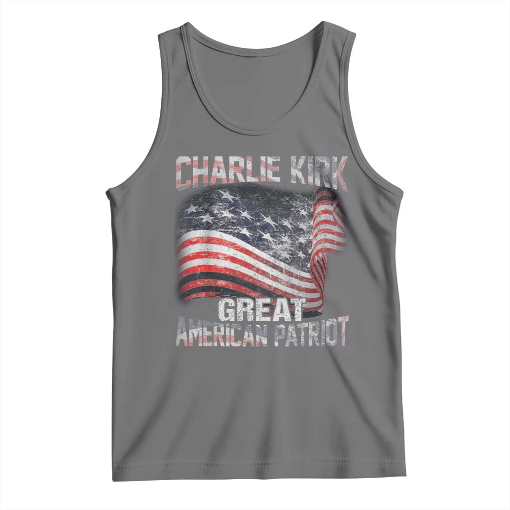 Charlie Kirk Tank Top Great American Patriot American Flag TS11 Black Heather Print Your Wear
