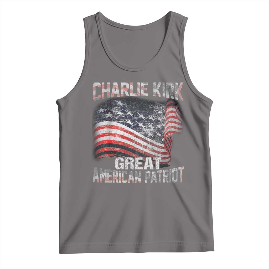 Charlie Kirk Tank Top Great American Patriot American Flag TS11 Deep Heather Print Your Wear