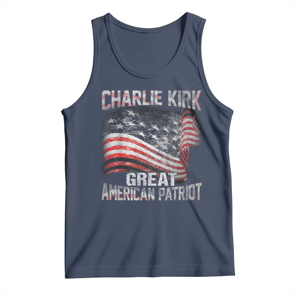 Charlie Kirk Tank Top Great American Patriot American Flag TS11 Navy Print Your Wear