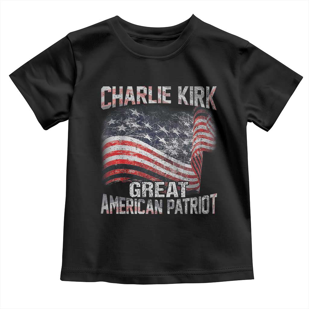 Charlie Kirk Toddler T Shirt Great American Patriot American Flag TS11 Black Print Your Wear