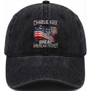 Charlie Kirk Washed Cotton Baseball Cap Great American Patriot American Flag TS11 Print Your Wear