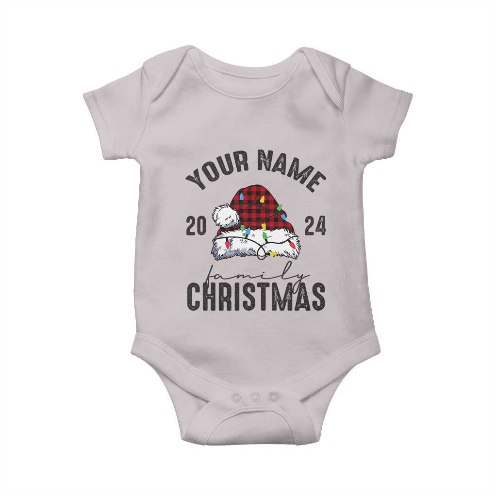 Personalized Christmas Family Baby Onesie Custom Name Family Christmas 2024 Santa Hat TS11 Ice Gray Print Your Wear