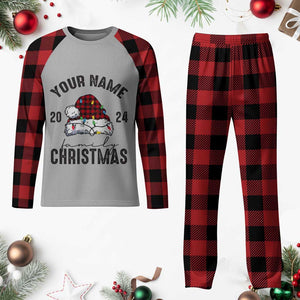 Personalized Christmas Family Plaid Pajama Set Custom Name Family Christmas 2024 Santa Hat TS11 Buffalo Plaid Print Your Wear