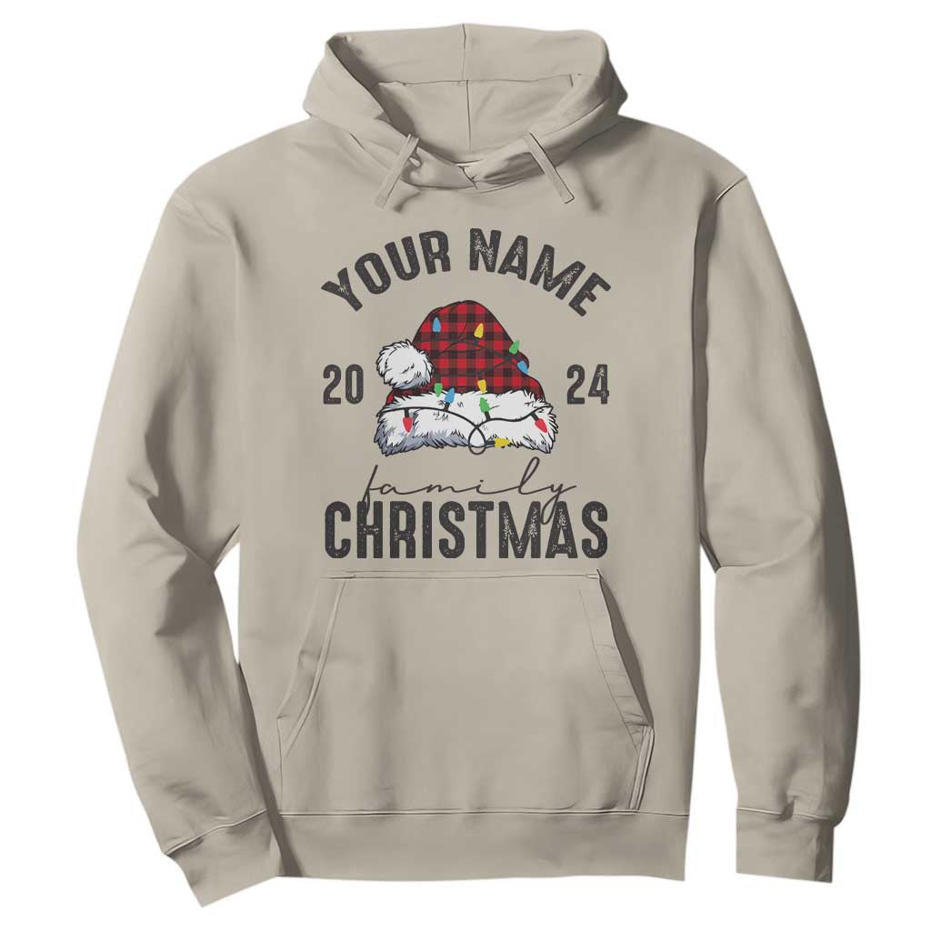 Personalized Christmas Family Hoodie Custom Name Family Christmas 2024 Santa Hat TS11 Sand Print Your Wear