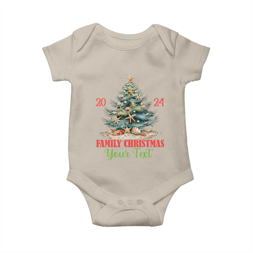 Personalized Christmas Family In Hawaii Baby Onesie Custom Name Family Christmas 2024 Sea Christmas Tree TS11 Sand Print Your Wear