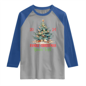 Personalized Christmas Family In Hawaii Raglan Shirt Custom Name Family Christmas 2024 Sea Christmas Tree TS11 Sport Gray Royal Print Your Wear