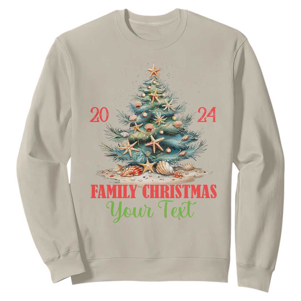 Personalized Christmas Family In Hawaii Sweatshirt Custom Name Family Christmas 2024 Sea Christmas Tree TS11 Sand Print Your Wear