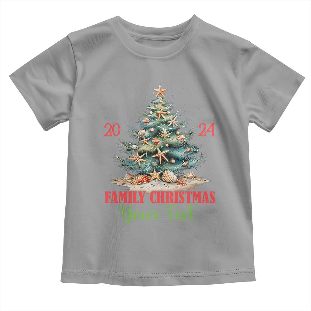 Personalized Christmas Family In Hawaii Toddler T Shirt Custom Name Family Christmas 2024 Sea Christmas Tree TS11 Sport Gray Print Your Wear