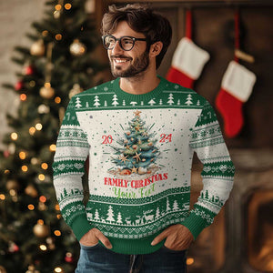 Personalized Xmas Family In Hawaii Ugly Christmas Sweater Custom Name Family Christmas 2024 Sea Christmas Tree TS11 Green Print Your Wear