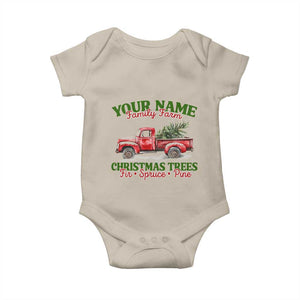 Personalized Christmas Family Baby Onesie Custom Name Family Farm Christmas Trees Vintage Truck TS11 Sand Print Your Wear