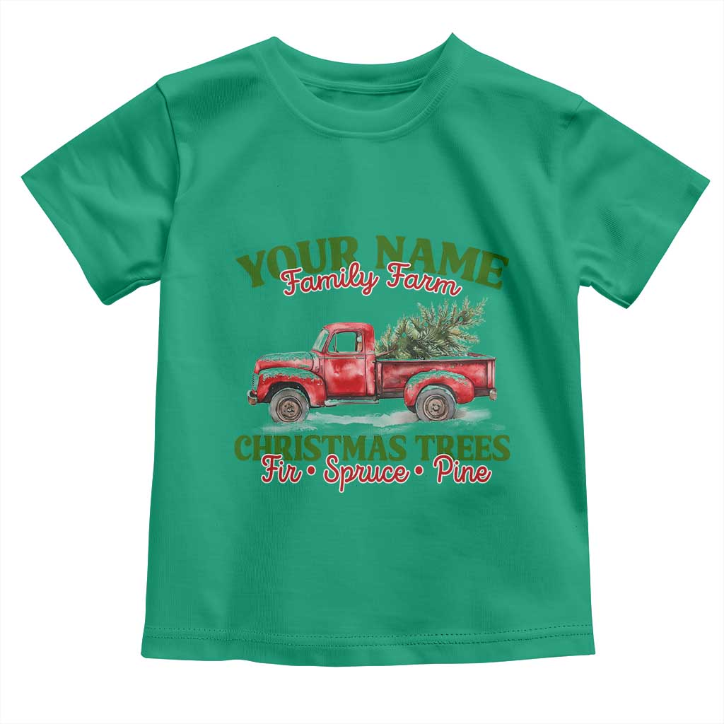 Personalized Christmas Family Baby Shirt Custom Name Family Farm Christmas Trees Vintage Truck TS11 Irish Green Print Your Wear