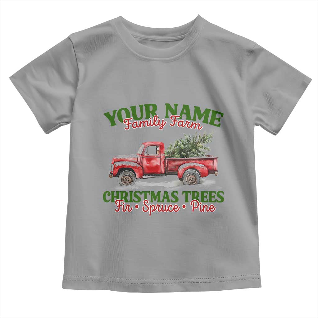 Personalized Christmas Family Baby Shirt Custom Name Family Farm Christmas Trees Vintage Truck TS11 Sport Gray Print Your Wear
