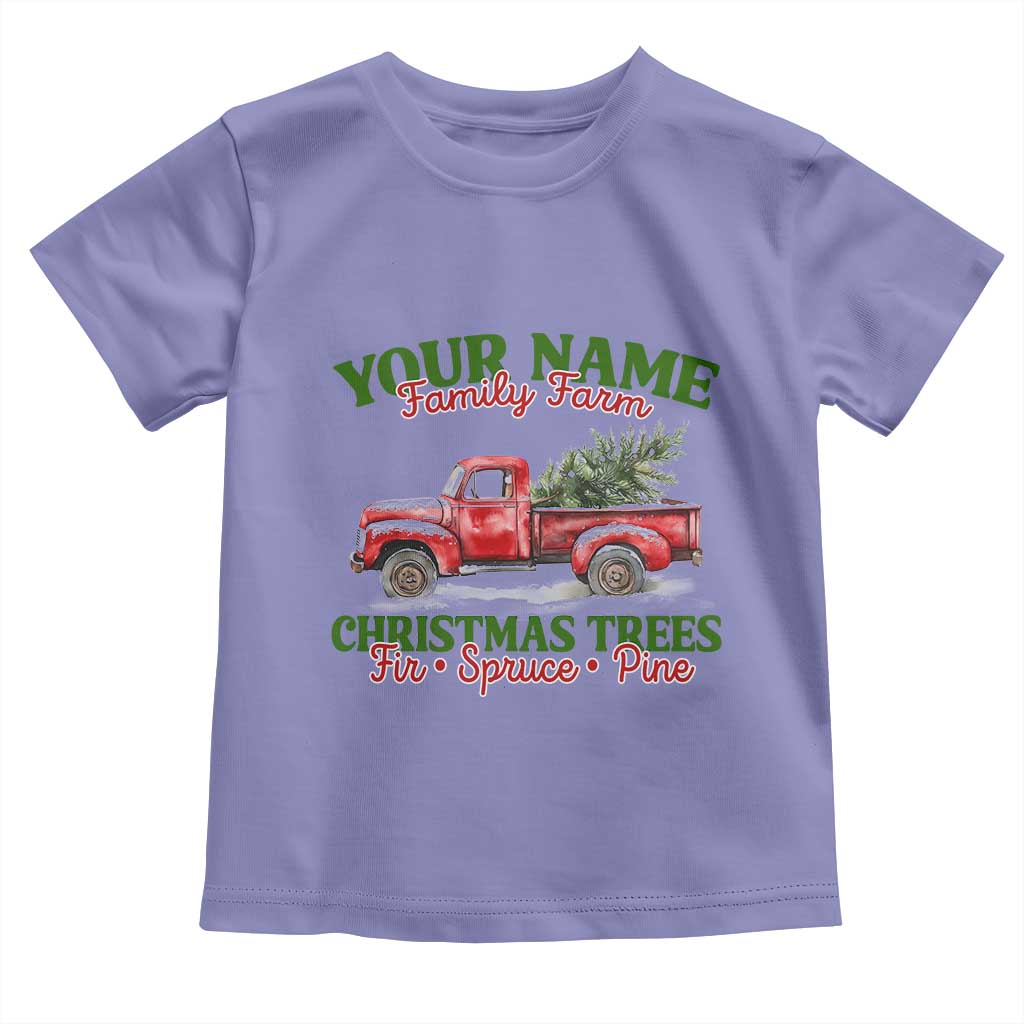 Personalized Christmas Family Baby Shirt Custom Name Family Farm Christmas Trees Vintage Truck TS11 Violet Print Your Wear