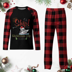 Personalized Xmas Trip Plaid Pajama Set Custom Name Oh Ship It's A Xmas Trip 2024 Ship TS11 Buffalo Plaid Print Your Wear