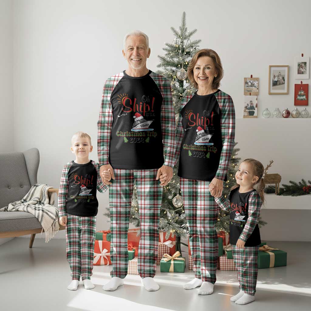 Personalized Xmas Trip Plaid Pajama Set Custom Name Oh Ship It's A Xmas Trip 2024 Ship TS11 Christmas Plaid Print Your Wear