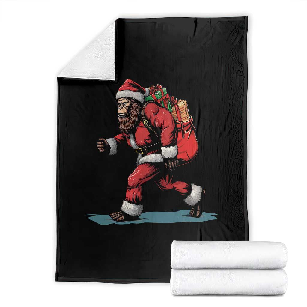 Funny Christmas Santa Bigfoot Throw Blanket Xmas Sasquatch TS11 Black Print Your Wear
