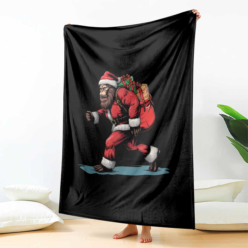 Funny Christmas Santa Bigfoot Throw Blanket Xmas Sasquatch TS11 Print Your Wear