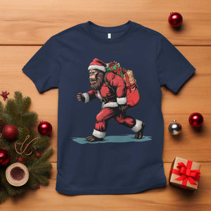Funny Christmas Santa Bigfoot T Shirt Xmas Sasquatch TS11 Navy Print Your Wear