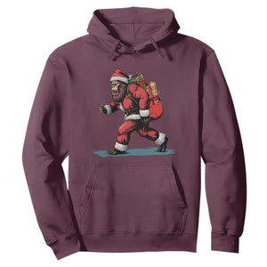Funny Christmas Santa Bigfoot Hoodie Xmas Sasquatch TS11 Maroon Print Your Wear